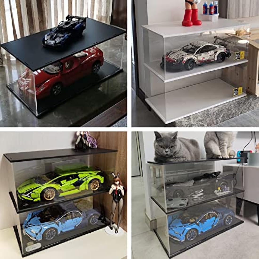 Jolof Store 2-Layer Acrylic Display Case for Lego Model Cars - White