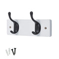 keypak 2 Matte Black Coat Hooks on White Wooden 22.5cm Board 3.4kg Per Hook