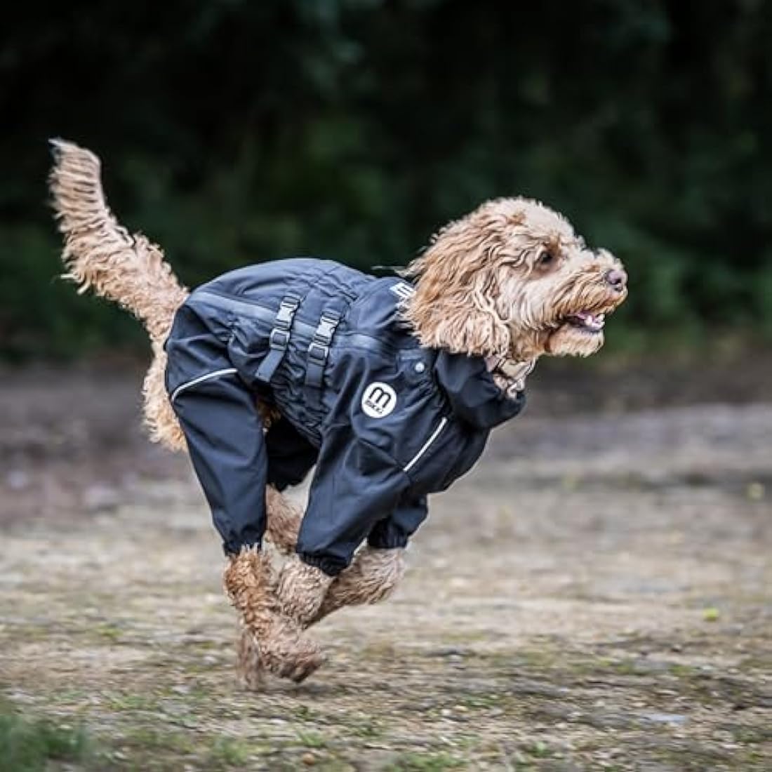 Mikki Doodles Dog Raincoat – Waterproof Anti-Tangle Full Body Suit, Black