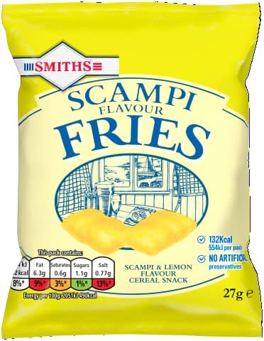 Smith's Scampi & Lemon Fries - Savoury Cereal Snacks (24 x 27g Pack)