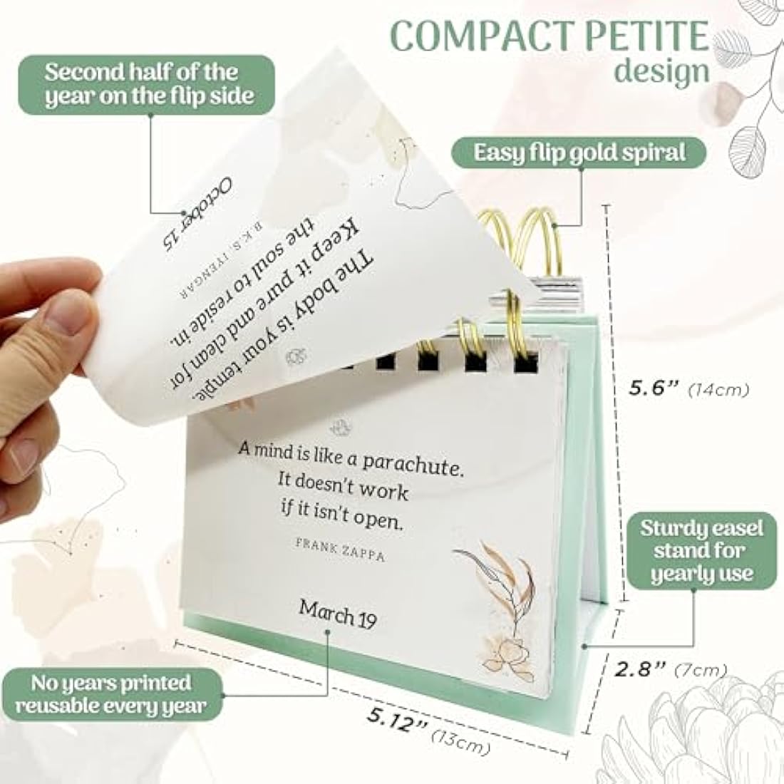 MESMOS 366 Daily Self Care Quotes Mindfulness Perpetual Desk Calendar