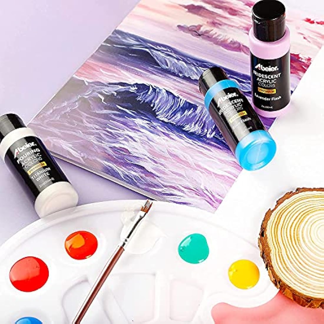 ABEIER Iridescent Acrylic Paint Set – 18 Chameleon Color Shifting Paints