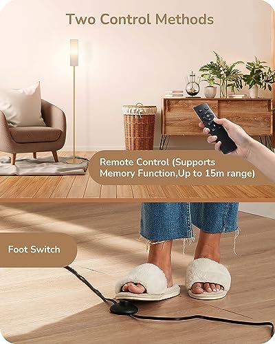 EDISHINE LED Floor Lamp | Dimmable Standing Lamp with Remote Control, Gold