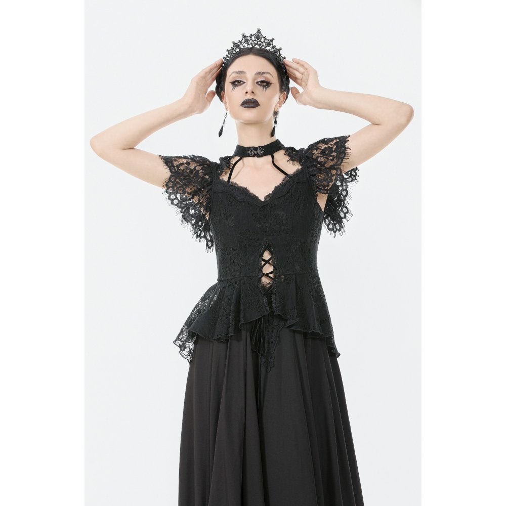 Dark in Love Ophelia Black Lace Corset Top – Victorian Goth Style