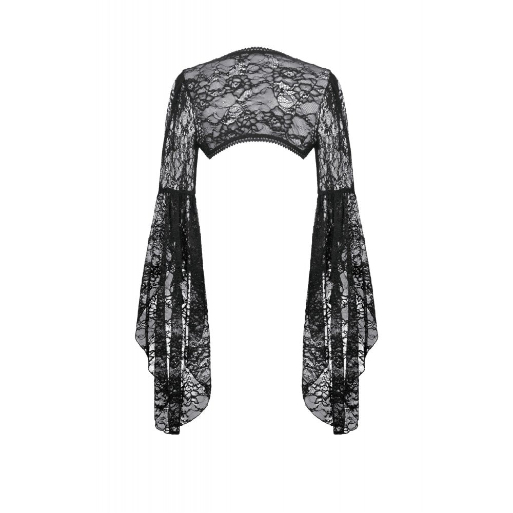 Dark In Love Lilith Gothic 3D Lace Bell Sleeve Cape – Floral Shrug