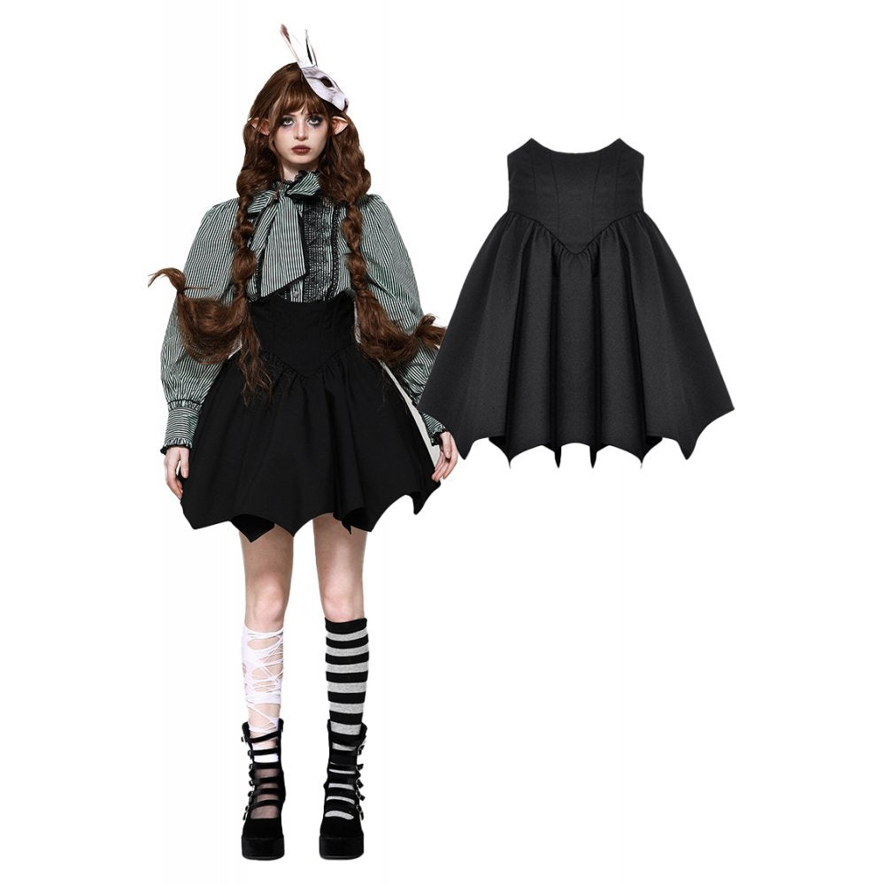 Dark in Love Keziah High Waisted Skirt – Bat Wing Hem Gothic Skirt