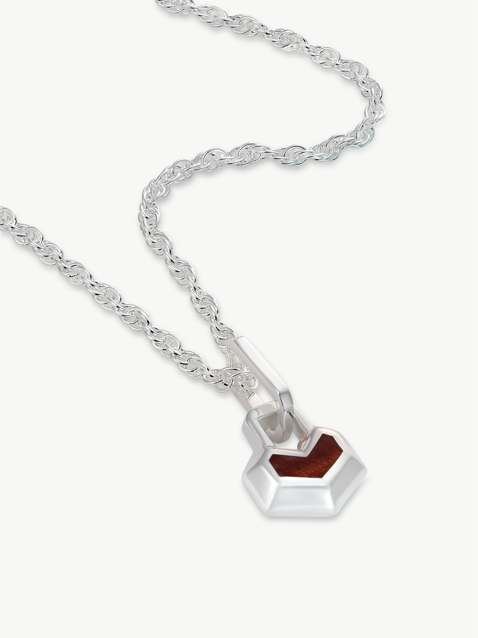 No More Nobody Red Tiger Eye Heart Necklace – Recycled Sterling Silver