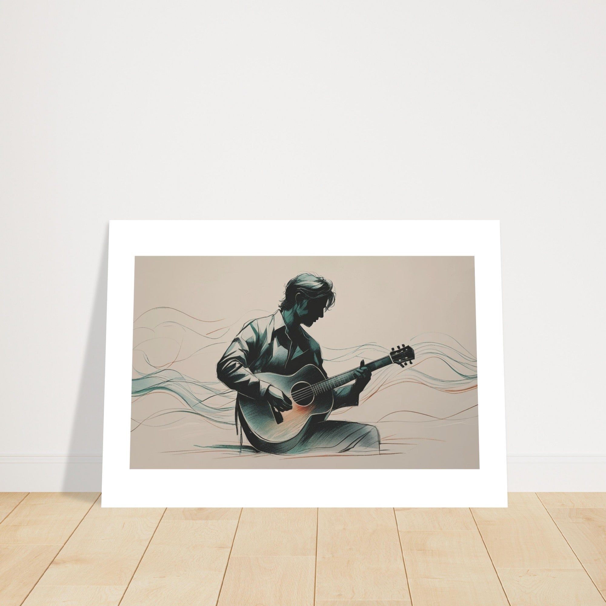 Elegant Guitar Player Wall Art - Abstract Acoustic Print