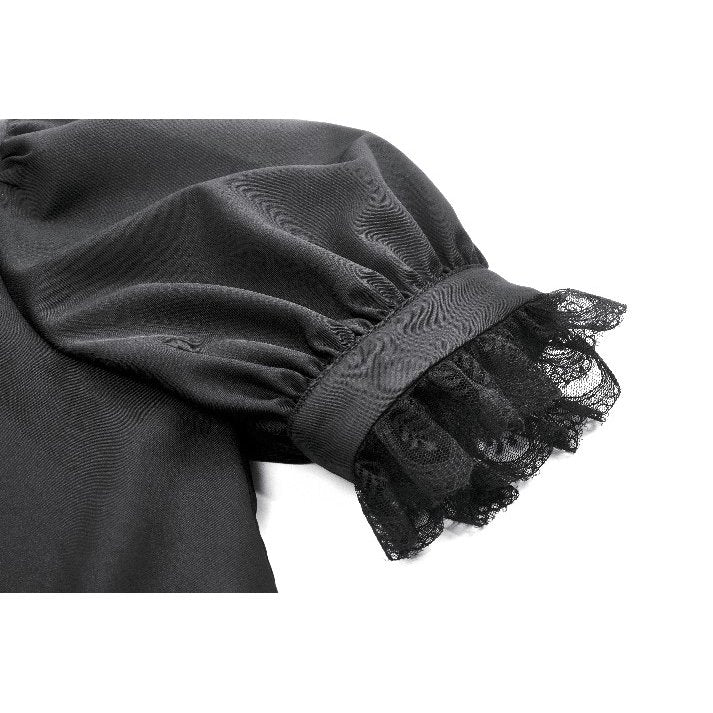 Dark in Love Viktoria Gothic Blouse – Black Lace Ruffle Victorian Top