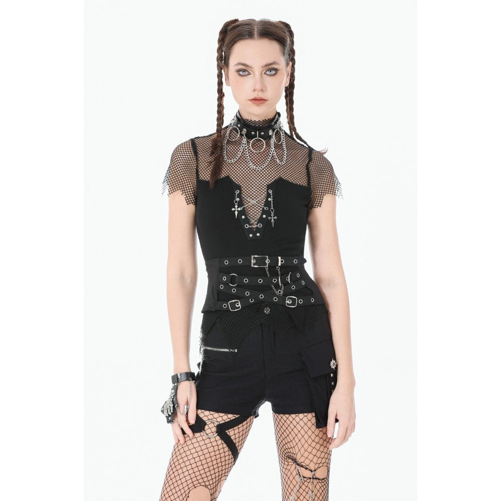 Dark in Love Catriona Gothic Black Corset Waist Belt with Buckles