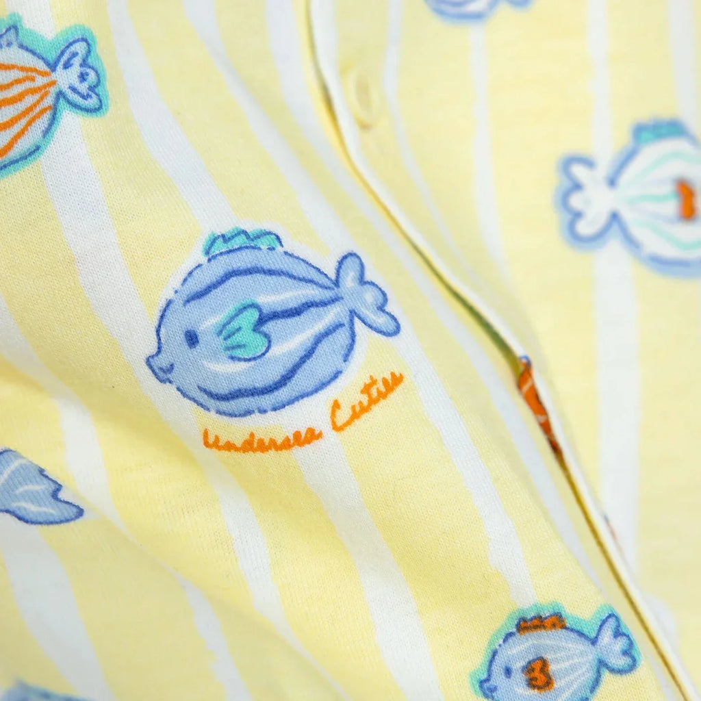HelloBaby Boys Pyjamas Set Animal with Buttons Short Sleeve - Yellow
