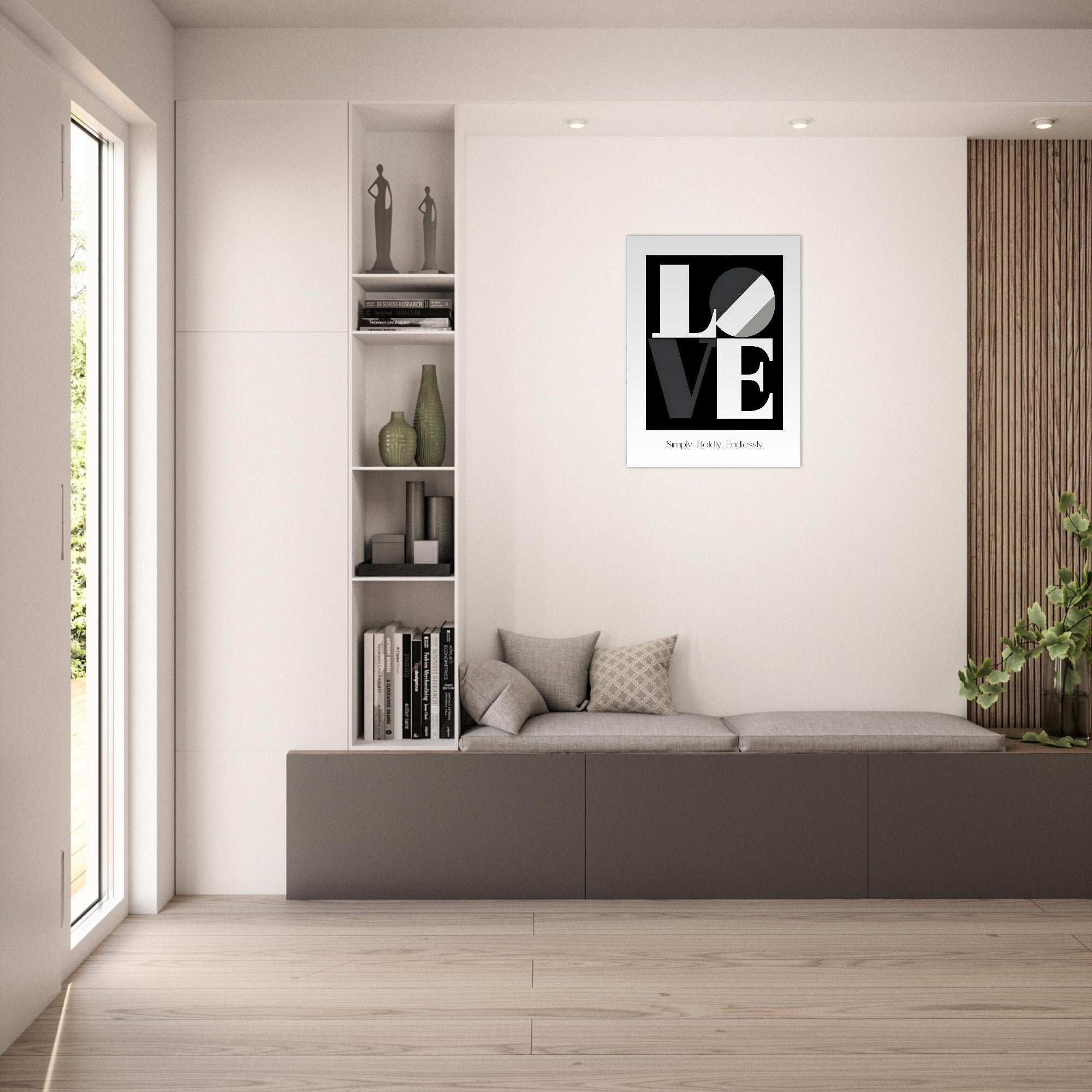 Modern LOVE Typography Wall Art – Bold Black and White Poster, Minimalist Monochrome Print, Romantic Home Decor Gift