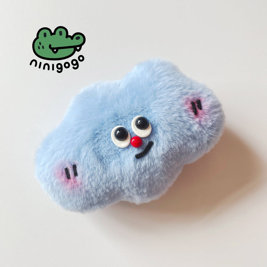 LuLuFun Studio Blue Cloud Bag Charm – Handmade Polar Fleece Plush