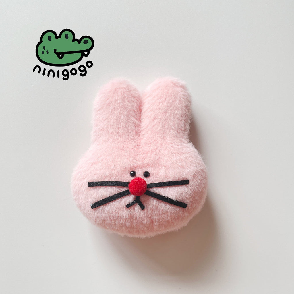 Pink Bunny Plush Charm – Handmade Polar Fleece Rabbit Toy by LuLuFun Studio