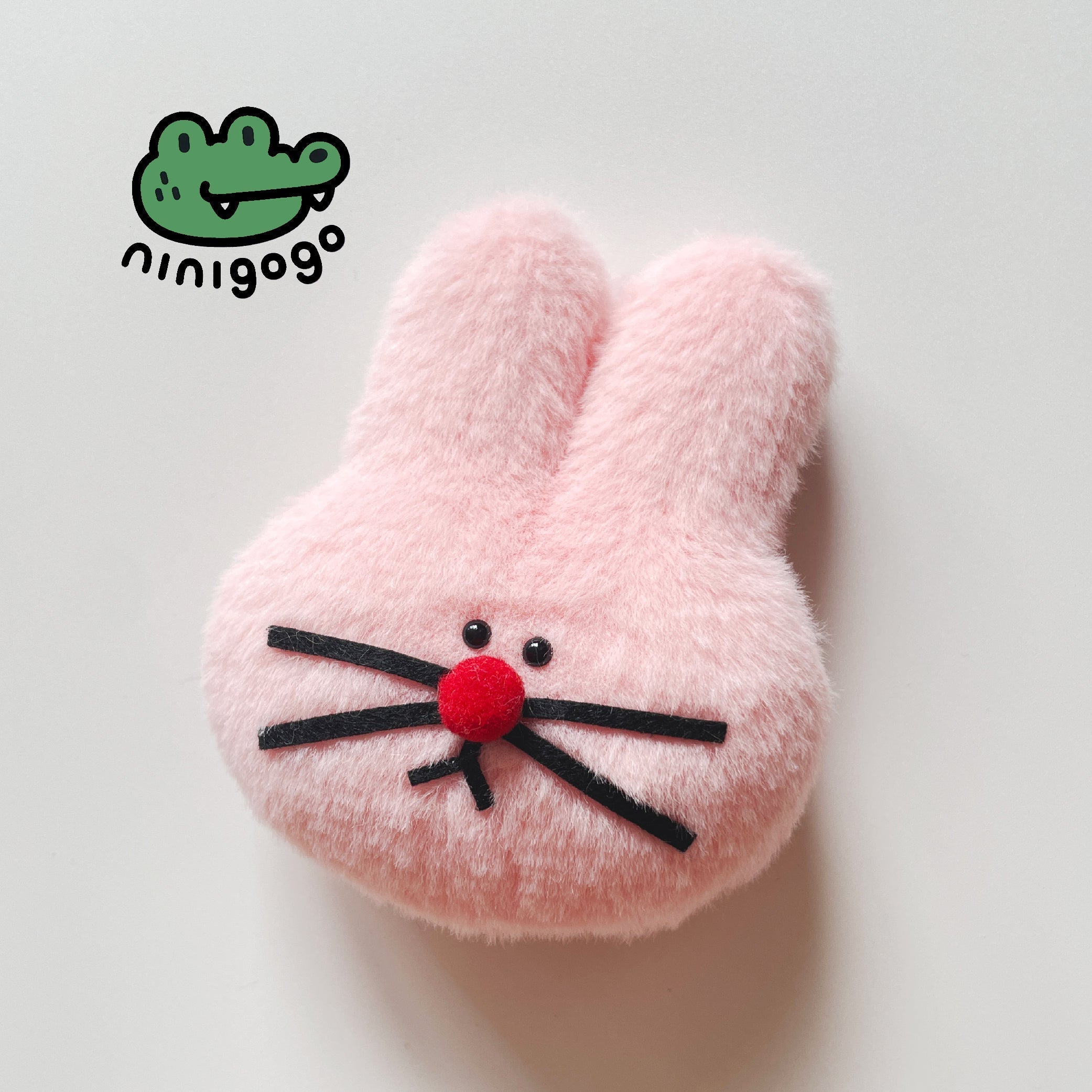 Pink Bunny Plush Charm – Handmade Polar Fleece Rabbit Toy by LuLuFun Studio