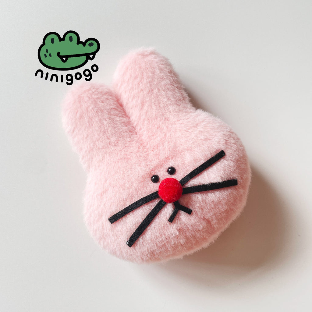 Pink Bunny Plush Charm – Handmade Polar Fleece Rabbit Toy by LuLuFun Studio
