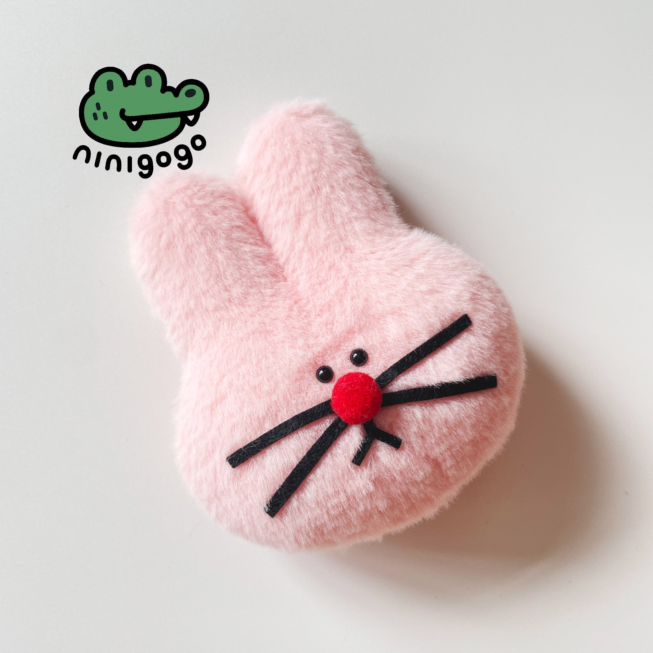 Pink Bunny Plush Charm – Handmade Polar Fleece Rabbit Toy by LuLuFun Studio