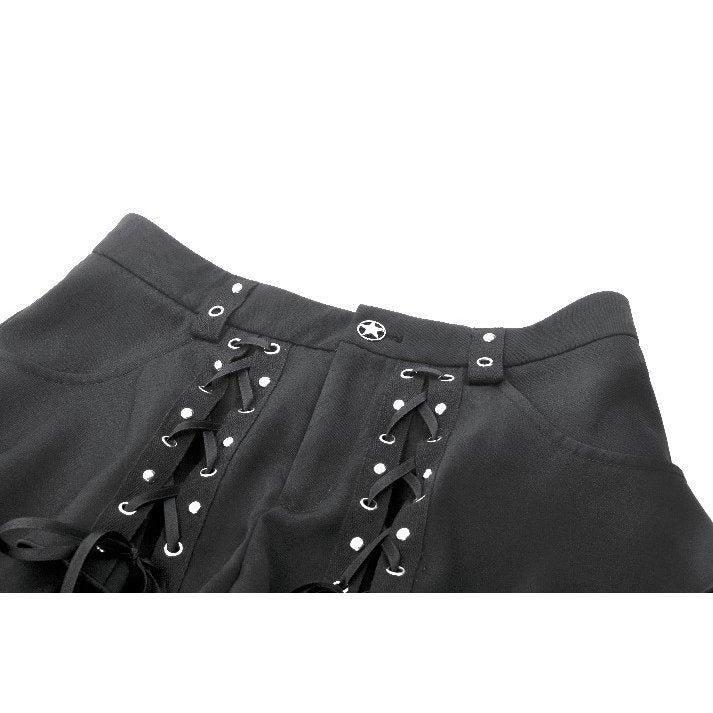 Dark in Love Lace-Up Convertible Goth Flare Trousers and Shorts