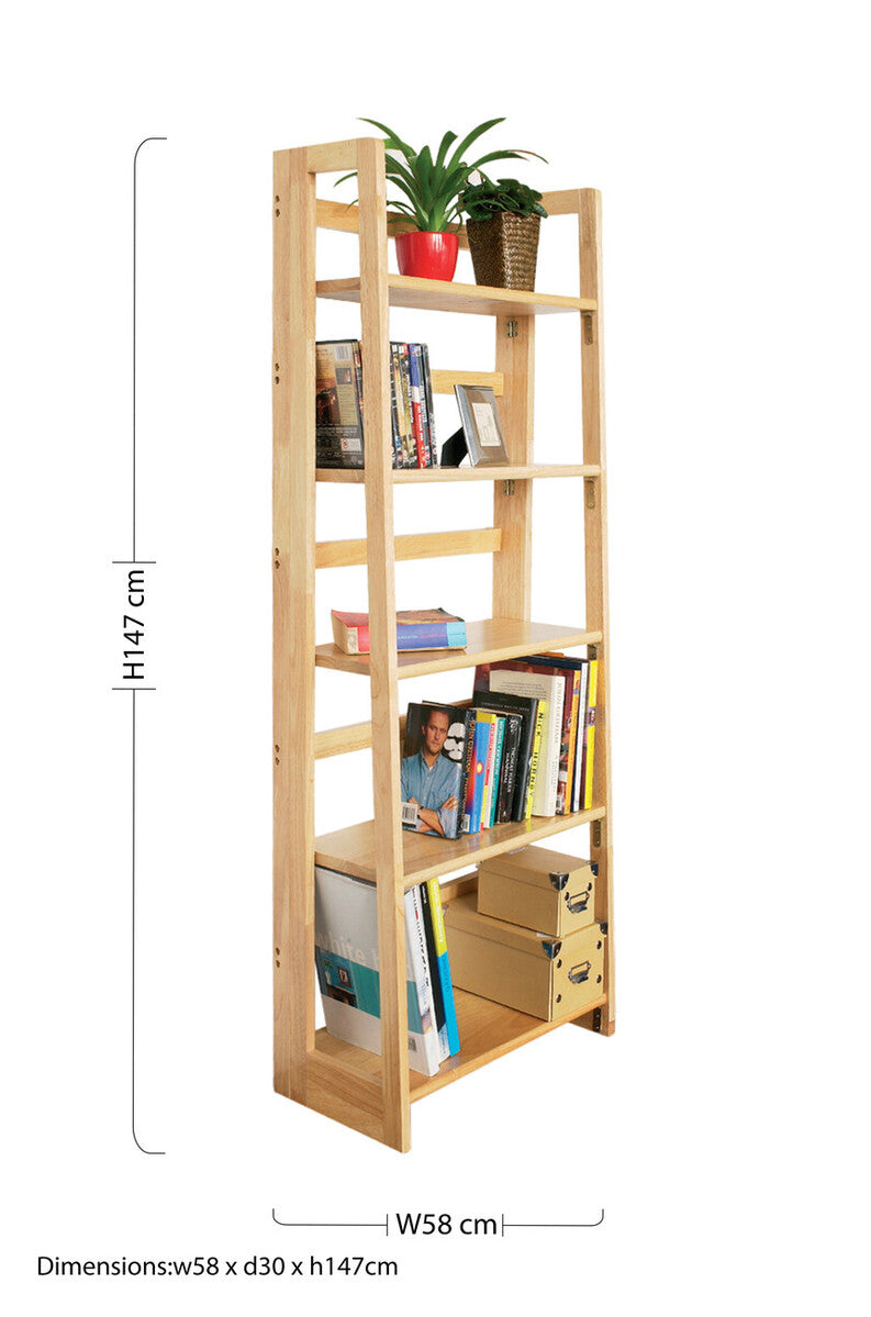 Orsina Heva 4-Tier Tropical Hevea Wood Shelving Unit | Storage Shelf