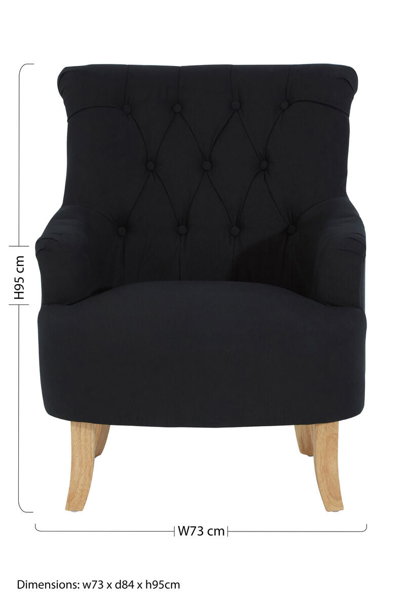 Orsina Hampstead Black Cotton Armchair – Modern Accent Reading Chair