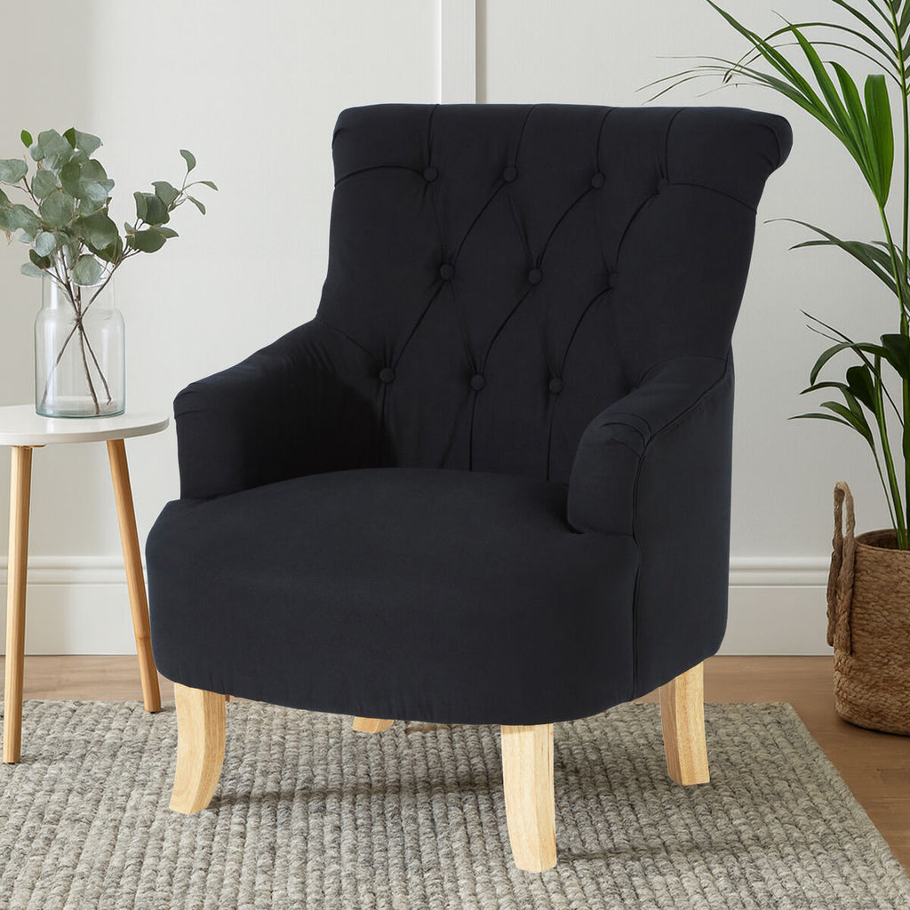 Orsina Hampstead Black Cotton Armchair – Modern Accent Reading Chair