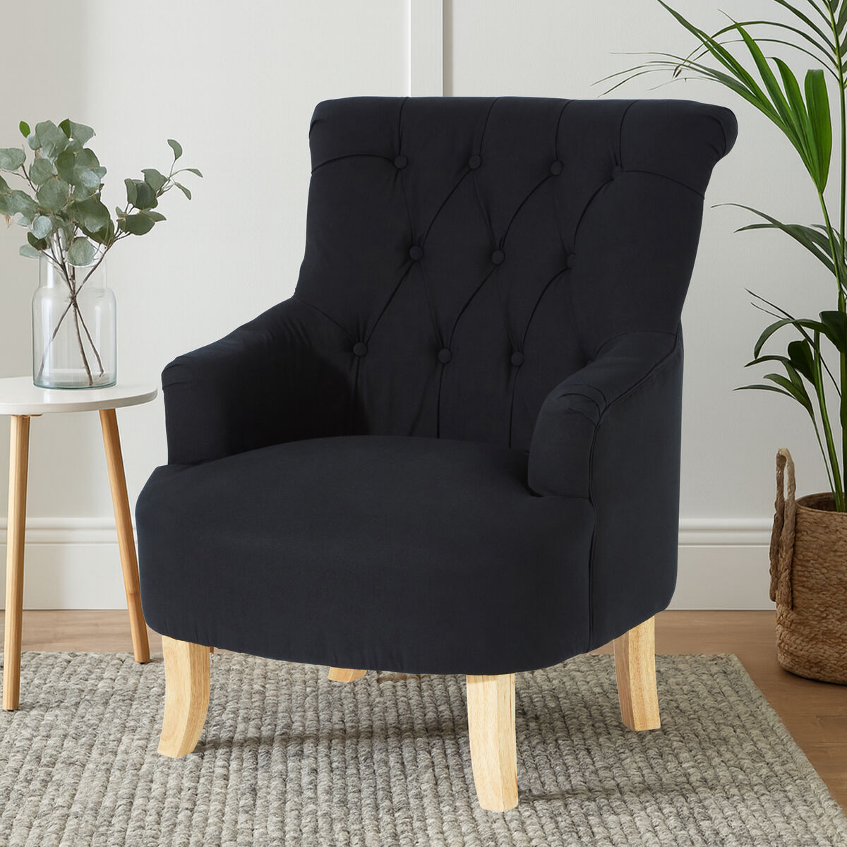Orsina Hampstead Black Cotton Armchair – Modern Accent Reading Chair