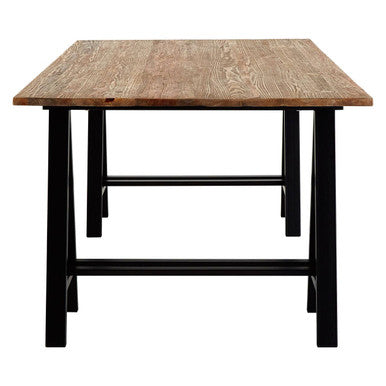 Orsina Hampstead Pine Wood and Iron Dining Table – Rustic 6-Seater