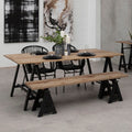 Orsina Hampstead Pine Wood and Iron Dining Table – Rustic 6-Seater