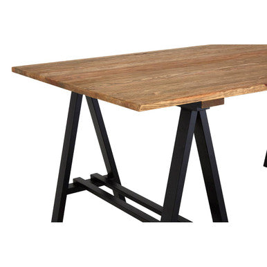 Orsina Hampstead Pine Wood and Iron Dining Table – Rustic 6-Seater