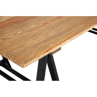 Orsina Hampstead Pine Wood and Iron Dining Table – Rustic 6-Seater