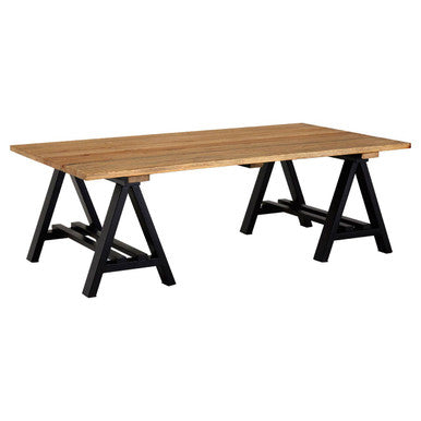 Orsina Hampstead Pine Wood and Iron Coffee Table – Industrial Rectangular