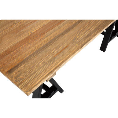 Orsina Hampstead Pine Wood and Iron Coffee Table – Industrial Rectangular