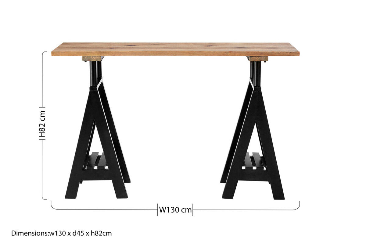 Orsina Hampstead Pine Wood and Iron Console Table – Rustic Industrial