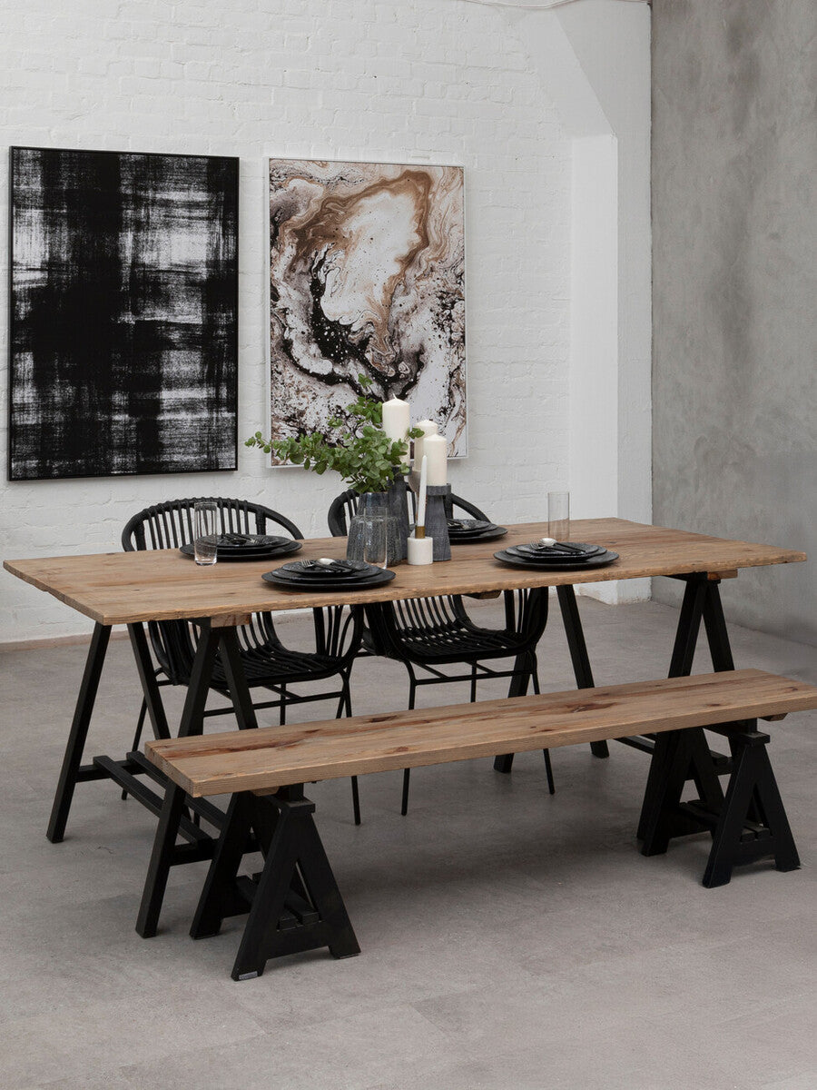 Orsina Hampstead Pine Wood and Iron Console Table – Rustic Industrial