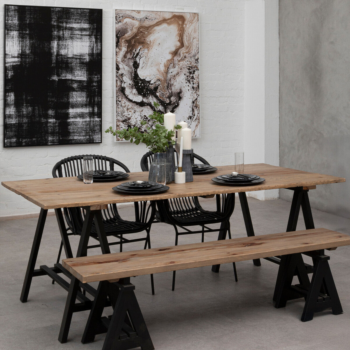 Orsina Hampstead Pine Wood and Iron Console Table – Rustic Industrial