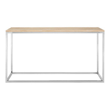 Orsina Hampstead Oak Wood Console Table | Slim Stainless Steel Frame