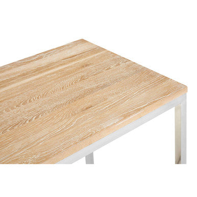 Orsina Hampstead Oak Wood Console Table | Slim Stainless Steel Frame