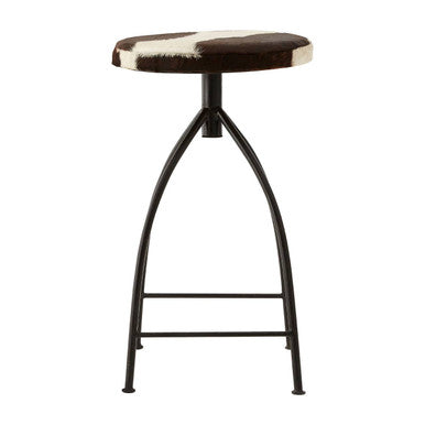 Orsina Boho Cowhide Bar Stool | Brown and White Genuine Leather
