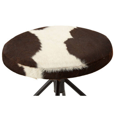 Orsina Boho Cowhide Bar Stool | Brown and White Genuine Leather