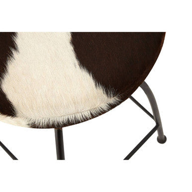 Orsina Boho Cowhide Bar Stool | Brown and White Genuine Leather