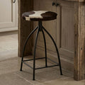 Orsina Boho Cowhide Bar Stool | Brown and White Genuine Leather