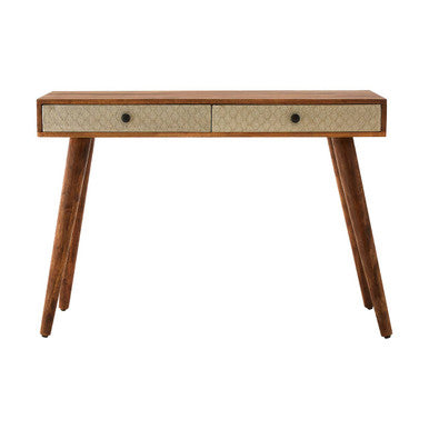 Orsina Boho Acacia Wood Console Table – 2 Drawer Entryway Table