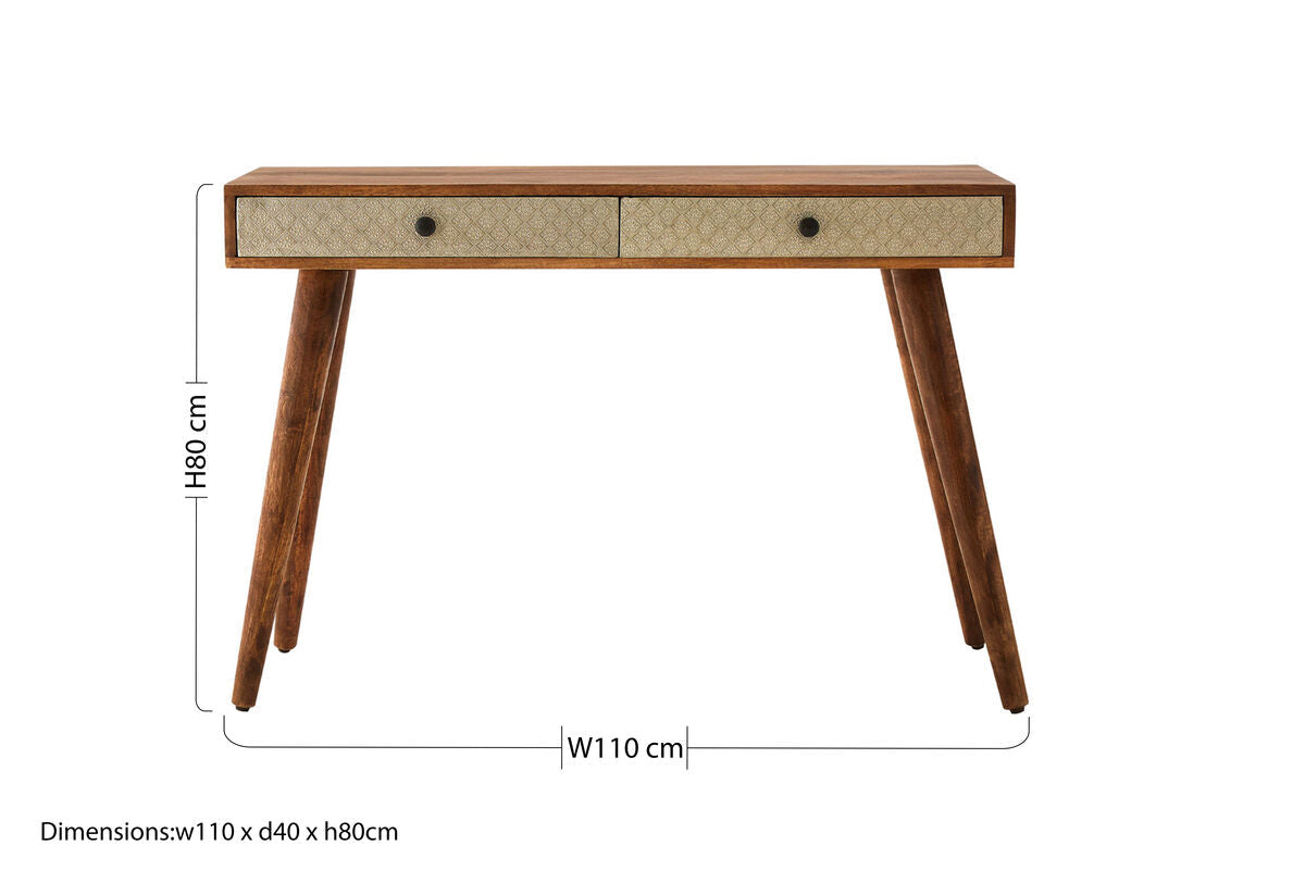 Orsina Boho Acacia Wood Console Table – 2 Drawer Entryway Table
