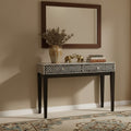 Orsina Mother of Pearl Console Table – Boho Inlaid Entryway Storage