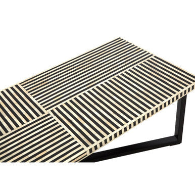 Orsina Boho Black and White Bone Inlay Coffee Table – Metal Base