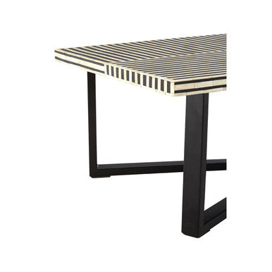 Orsina Boho Black and White Bone Inlay Coffee Table – Metal Base