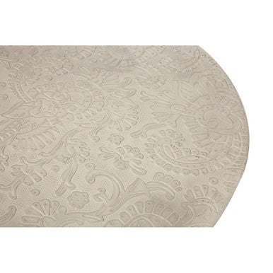 Orsina Boho White Carved Metal Top Round Side Table | Acacia Wood