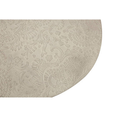 Orsina Boho White Carved Metal Top Round Side Table | Acacia Wood