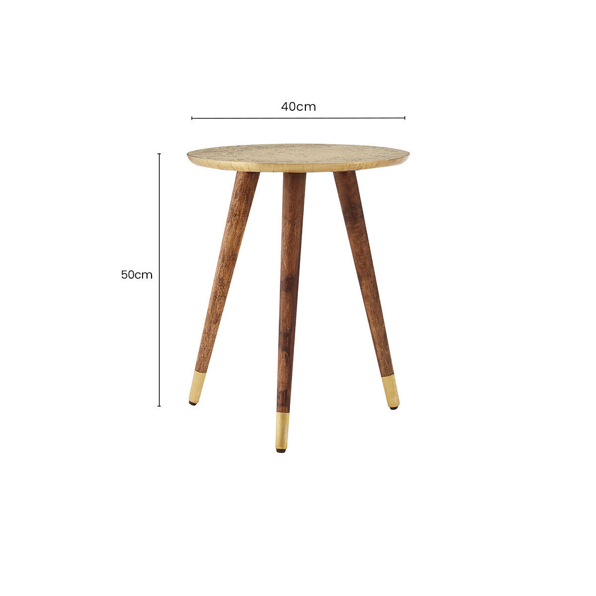 Orsina Boho Gold Carved Metal Side Table | Handcrafted Accent Table