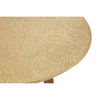 Orsina Boho Gold Carved Metal Side Table | Handcrafted Accent Table